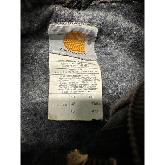 Vintage Carhartt J01 BLK Detroit Blanket Lined Jacket Size 48 Tall - Picture 7 of 13